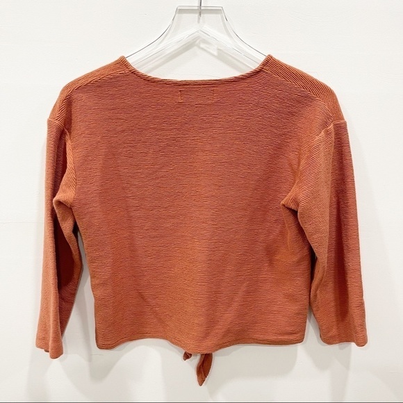 Madewell Texture & Thread Long Sleeve Tie-Front Top Copper Size Small - Picture 3 of 8